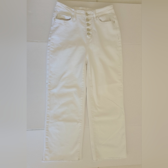 Judy Blue Wide Leg Crop 5 Button Fly Jeans White Sz 3/26 - Picture 4 of 16